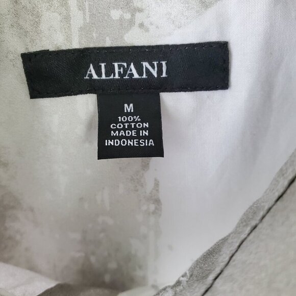 ALFANI All Cotton Painted Blocks Regular-Fit Stretch Printed Button-Down Shirt M - Picture 6 of 13